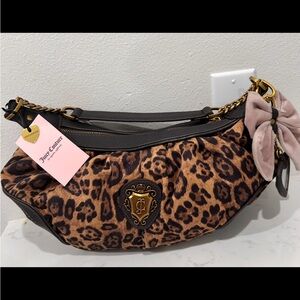 Juicy Couture Brown Leopard Shoulder Bag with Pink Bow